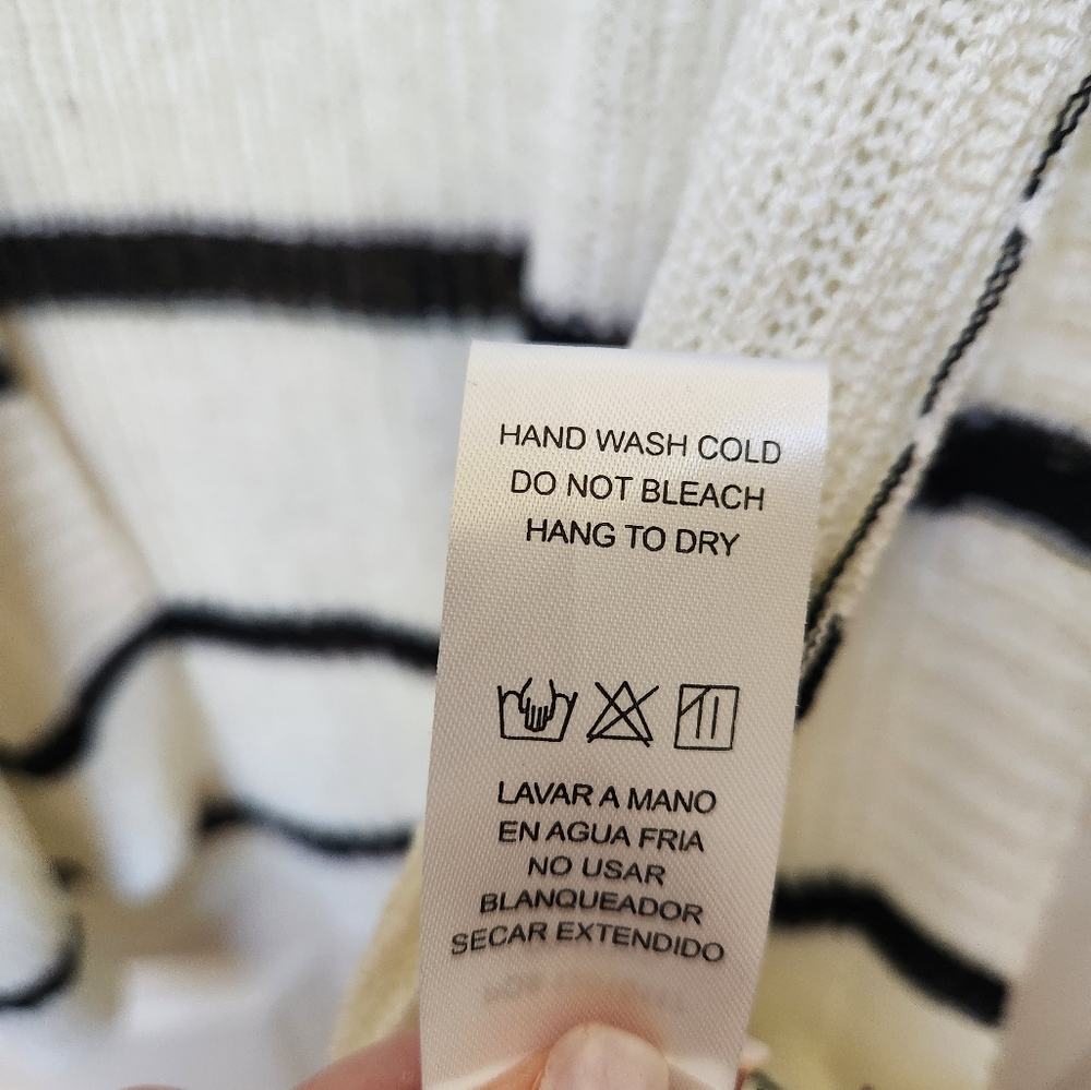 Doe and Rae Striped Black and Cream Women's Duster Cardigan, Small, NWOT - Picture 9 of 12